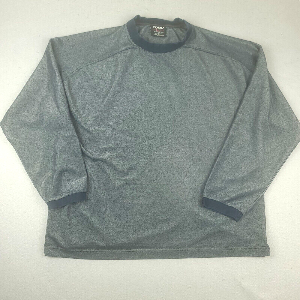 FUBU Gray Long Sleeve Crewneck Shirt Mens Size L Casual